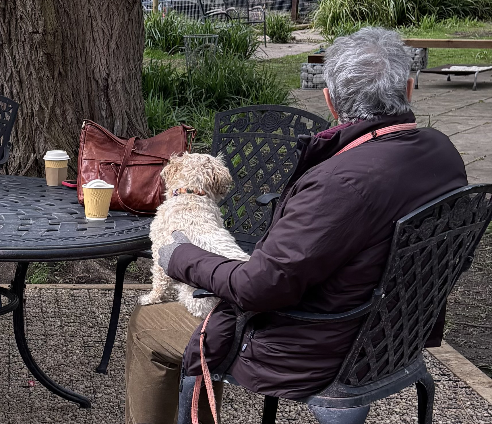 An owner relaxing with their dog